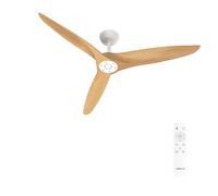 CREATE / WIND CENTURY/Ventilatore da soffitto bianco e legno chiaro con telecomando / 40W, silenzioso, Ø152 cm, 6 velocità, programmabile, funzione estate-inverno