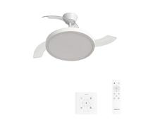 CREATE / WIND CLEAR STUDIO M/Ventilatore da soffitto con luce bianco con controllore da parete e telecomando / 40W, Temporizzatore, Ø 108 cm, pale retrattili, 3 temperature di luce, estate-inverno