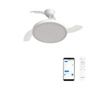 CREATE / WIND CLEAR STUDIO M/Ventilatore da soffitto con luce bianco con Wifi e telecomando / 40W, Temporizzatore, Ø 108 cm, 6 velocità, pale retrattili, 3 temperature di luce, estate-inverno