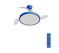CREATE / WIND CLEAR STUDIO M/Ventilatore da soffitto con luce blu cobalto con telecomando / 40W, Temporizzatore, Ø 108 cm, 6 velocità, pale retrattili, 3 temperature di luce, funzione estate-inverno