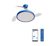 CREATE / WIND CLEAR STUDIO M/Ventilatore da soffitto con luce blu cobalto con Wifi e telecomando / 40W, Pale retrattili, Ø108 cm, funzione estate-inverno