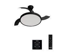 CREATE / WIND CLEAR STUDIO M/Ventilatore da soffitto con luce nero con controllore da parete e telecomando / 40W, Temporizzatore, Ø 108 cm, pale retrattili, 3 temperature di luce, estate-inverno