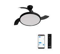CREATE / WIND CLEAR STUDIO M/Ventilatore da soffitto con luce nero con Wifi e telecomando / 40W, Temporizzatore, Ø 108 cm, 6 velocità, pale retrattili, 3 temperature di luce, funzione estate-inverno