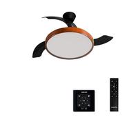 CREATE / WIND CLEAR STUDIO M/Ventilatore da soffitto con luce nero e legno scuro con controllore da parete e telecomando / 40W, Pale retrattili, Ø 108 cm, 3 temperature di luce, estate-inverno