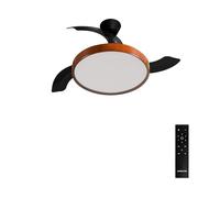 CREATE / WIND CLEAR STUDIO M/Ventilatore da soffitto con luce nero e legno scuro con telecomando / 40W, Temporizzatore, Ø 108 cm, pale retrattili, 3 temperature di luce, funzione estate-inverno