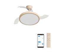 CREATE / WIND CLEAR STUDIO M/Ventilatore da soffitto con luce sabbia con Wifi e telecomando / 40W, Pale retrattili, Ø108 cm, funzione estate-inverno