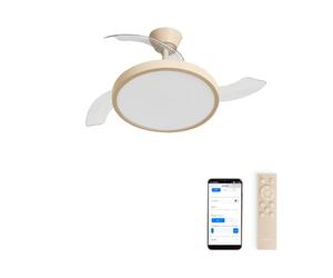 CREATE / WIND CLEAR STUDIO M/Ventilatore da soffitto con luce sabbia con Wifi e telecomando / 40W, Temporizzatore, Ø 108 cm, 6 velocità, pale retrattili, 3 temperature di luce, estate-inverno