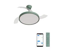 CREATE / WIND CLEAR STUDIO M/Ventilatore da soffitto con luce verde salvia con Wifi e telecomando / 40W, Pale retrattili, Ø108 cm, funzione estate-inverno