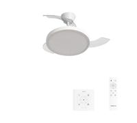 CREATE / WIND CLEAR STUDIO S/Ventilatore da soffitto con luce bianco con controllore da parete e telecomando / 40W, Temporizzatore, Ø 91 cm, pale retrattili, 3 temperature di luce, estate-inverno