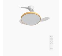 CREATE / WIND CLEAR STUDIO S/Ventilatore da soffitto con luce bianco e legno chiaro con telecomando / 40W, Temporizzatore, Ø 91 cm, pale retrattili, 3 temperature di luce, funzione estate-inverno
