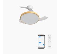 CREATE / WIND CLEAR STUDIO S/Ventilatore da soffitto con luce bianco e legno chiaro con WiFi e telecomando / 40W, Pale retrattili, Ø91 cm, funzione estate-inverno