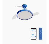 CREATE / WIND CLEAR STUDIO S/Ventilatore da soffitto con luce blu cobalto con Wifi e telecomando / 40W, Temporizzatore, Ø 91 cm, 6 velocità, pale retrattili, 3 temperature di luce, estate-inverno