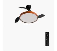 CREATE / WIND CLEAR STUDIO S/Ventilatore da soffitto con luce nero e legno scuro con telecomando / 40W, Pale retrattili, Ø91 cm, funzione estate-inverno