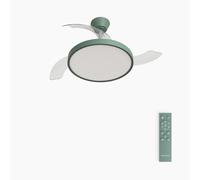 CREATE / WIND CLEAR STUDIO S/Ventilatore da soffitto con luce verde sage con telecomando / 40W, Temporizzatore, Ø 91 cm, 6 velocità, pale retrattili, 3 temperature di luce, funzione estate-inverno