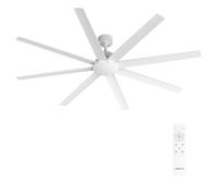 CREATE / WIND INDUSTRIAL XXL/Ventilatore da soffitto bianco con telecomando / 40W, Silenzioso, Ø183 cm, 6 velocità, programmabile, funzione estate-inverno