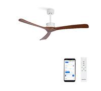 CREATE / WIND LARGE DC/Ventilatore da soffitto Bianco e pale Legno scuro con WIFI / 6 velocità, silenzioso, programmabile, due altezze