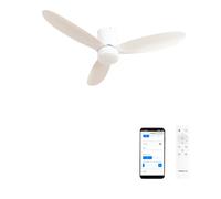 CREATE / WIND LITE/Ventilatore da soffitto con luce bianco con WiFi e telecomando / 40W, Silenzioso, Ø132 cm, 6 velocità, programmabile, funzione estate-inverno, luce LED 3 temperature