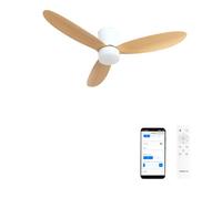 CREATE / WIND LITE/Ventilatore da soffitto con luce legno chiaro con WiFi e telecomando / 40W, Silenzioso, Ø132 cm, 6 velocità, programmabile, funzione estate-inverno, luce LED 3 temperature