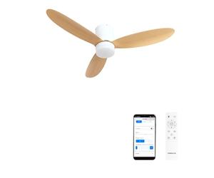 CREATE / WIND LITE/Ventilatore da soffitto con luce legno chiaro con WiFi e telecomando / 40W, Silenzioso, Ø132 cm, 6 velocità, programmabile, funzione estate-inverno, luce LED 3 temperature