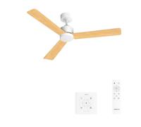 CREATE / WIND MODERN M/Ventilatore da soffitto con luce bianco legno chiaro con controllore a muro e telecomando / 40W, Luce LED 3 temperature, Ø132 cm