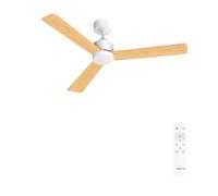 CREATE / WIND MODERN M/Ventilatore da soffitto con luce bianco legno chiaro e telecomando / 40W, Luce LED 3 temperature, Ø132 cm, funzione estate-inverno