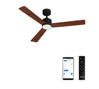 CREATE / WIND MODERN M/Ventilatore da soffitto con luce nero legno scuro con WiFi e telecomando / 40W, Luce LED 3 temperature, Ø132 cm, 6 velocità