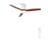 CREATE Windcalm DC Ventilatore da Soffitto Bianco Ali in ABS Scuro con Luce Silenziosa Dimmabile Timer Potenza 40W Ø 132 cm