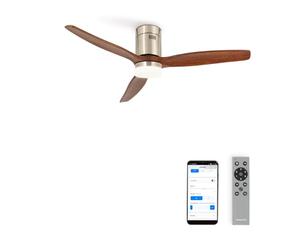 CREATE / WINDCALM DC/Ventilatore da soffitto con luce motore DC pale legno nichel scuro/Silenzioso, 2 altezze, timer, con WIFI
