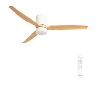 CREATE / WINDCALM L/Ventilatore da soffitto ABS con luce bianco pale effetto legno chiaro con telecomando / 40W, Silenzioso, Ø152 cm, 6 velocità, 3 temperature di luce, funzione estate-inverno
