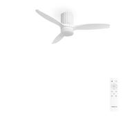 CREATE / WINDCALM LINE/Ventilatore da soffitto bianco con luce e telecomando, linee verticali / 40W, Timer, Ø132 cm, 6 velocità, 3 temperature di luce, funzione estate-inverno