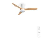 CREATE / WINDCALM LINE/Ventilatore da soffitto bianco con luce e telecomando, pale Legno chiaro linee orizzontali / 40W, Timer, Ø132 cm, 6 velocità, 3 temperature di luce, funzione estate-inverno