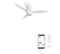 CREATE / WINDCALM LINE/Ventilatore da soffitto bianco con luce Wifi e telecomando, linee orizzontali / 40W, Timer, Ø132 cm, 6 velocità, 3 temperature di luce, funzione estate-inverno