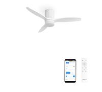 CREATE / WINDCALM LINE/Ventilatore da soffitto bianco con luce Wifi e telecomando, linee verticali / 40W, Timer, Ø132 cm, 6 velocità, 3 temperature di luce, funzione estate-inverno