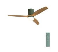 CREATE / WINDCALM M/Ventilatore da soffitto ABS con luce verde sage pale effetto legno chiaro e telecomando / 40W, Silenzioso, Ø132 cm, 3 temperature di luce, temporizzatore, funzione estate-inverno
