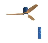 CREATE / WINDCALM M/Ventilatore da soffitto con luce blu cobalto pale in legno chiaro e telecomando / 40W, ABS, Ø132 cm, 6 velocità, 3 temperature di luce, timer, funzione estate-inverno