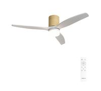 CREATE / WINDCALM M/Ventilatore da soffitto con luce legno chiaro pale bianche e telecomando / 40W, Silenzioso, Ø132 cm, 6 velocità, ABS, 3 temperature di luce, timer, funzione estate-inverno