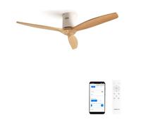 CREATE / WINDCALM NATURAL WOOD M/Ventilatore da soffitto bianco pale legno chiaro con Wifi e telecomando / 40W, Temporizzatore, Ø132 cm, 6 velocità, silenzioso, funzione estate-inverno