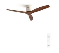 CREATE / WINDCALM NATURAL WOOD M/Ventilatore da soffitto bianco pale legno scuro e telecomando / 40W, Temporizzatore, Ø132 cm, 6 velocità, silenzioso, funzione estate-inverno