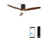 CREATE / WINDCALM NATURAL WOOD M/Ventilatore da soffitto con luce nero pale in legno scuro con WiFi e telecomando / 40W, Timer, Ø132 cm, 6 velocità, 3 temperature di luce, funzione estate-inverno