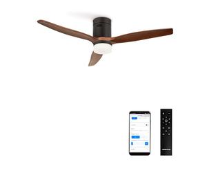 CREATE / WINDCALM NATURAL WOOD M/Ventilatore da soffitto con luce nero pale in legno scuro con WiFi e telecomando / 40W, Timer, Ø132 cm, 6 velocità, 3 temperature di luce, funzione estate-inverno