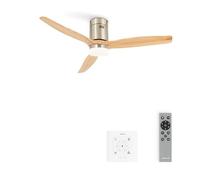 CREATE / WINDCALM NATURAL WOOD M/Ventilatore da soffitto con luce nichel pale in legno chiaro, controllo a parete e telecomando / 40W, Ø132 cm, 3 temperature di luce, funzione estate-inverno