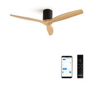 CREATE / WINDCALM NATURAL WOOD M/Ventilatore da soffitto nero pale legno chiaro con Wifi e telecomando / 40W, Temporizzatore, Ø132 cm, 6 velocità, silenzioso, funzione estate-inverno
