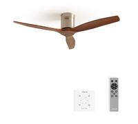 CREATE / WINDCALM NATURAL WOOD M/Ventilatore da soffitto nichel pale in legno scuro, controllo a parete e telecomando / 40W, Ø132 cm, 3 temperature di luce, funzione estate-inverno