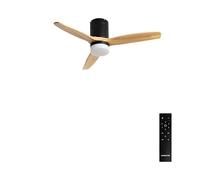 CREATE / WINDCALM NATURAL WOOD S/Ventilatore da soffitto con luce nero pale legno chiaro con telecomando / 40W, Temporizzatore, Ø112 cm, 6 velocità, 3 temperature di luce, funzione estate-inverno