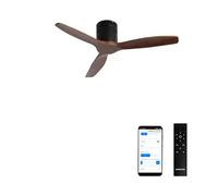 CREATE / WINDCALM NATURAL WOOD S/Ventilatore da soffitto nero pale legno noce con Wifi e telecomando / 40W, Temporizzatore, Ø112 cm, 6 velocità, 3 temperature di luce, funzione estate-inverno