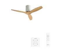 CREATE / WINDCALM S/Ventilatore da soffitto ABS bianco pale effetto legno chiaro con controllore e telecomando / 40W, Temporizzatore, Ø112 cm, funzione estate-inverno