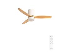 CREATE / WINDCALM S/Ventilatore da soffitto ABS con luce bianco pale effetto legno chiaro con telecomando / 40W, Silenzioso, Ø112 cm, 6 velocità, 3 temperature di luce, funzione estate-inverno