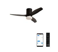 CREATE / WINDCALM S/Ventilatore da soffitto ABS con luce nero con Wifi e telecomando / 40W, Silenzioso, Ø112 cm, 6 velocità, 3 temperature di luce, temporizzatore, funzione estate-inverno
