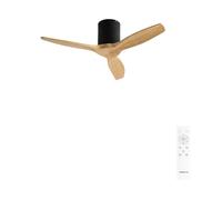 CREATE / WINDCALM S/Ventilatore da soffitto ABS nero pale effetto legno chiaro con telecomando / 40W, Silenzioso, Ø112 cm, 6 velocità, temporizzatore, funzione estate-inverno