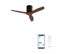 CREATE / WINDCALM S/Ventilatore da soffitto ABS nero pale effetto legno scuro con Wifi e telecomando / 40W, Silenzioso, Ø112 cm, 6 velocità, temporizzatore, funzione estate-inverno